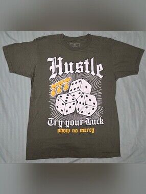 Hustle Graphic Tee in Olive with Dice Print